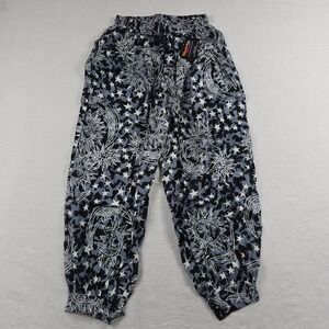 Magic Touch Celestial Sun Moon Stars Rayon Jogger Pants Black Gray NWT One Size
